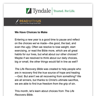 Tyndale: Devotional Email Previews