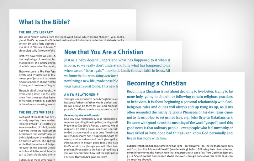 Example of the Christian Basics additional features