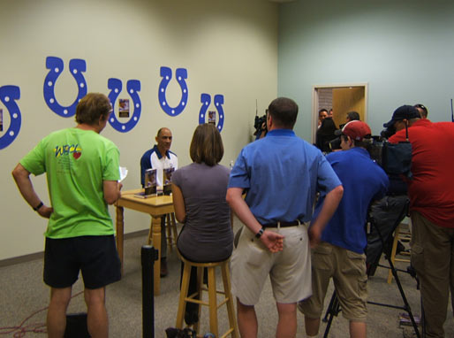 Tony Dungy addressing the media