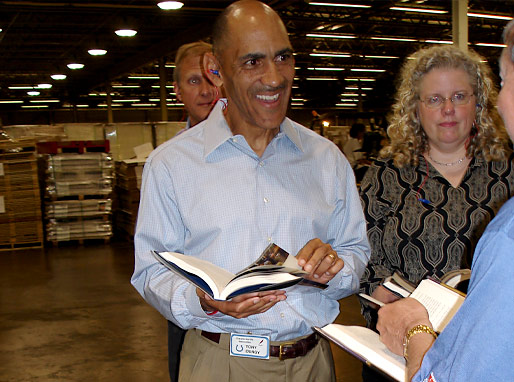 Coach Dungy at the initial print run of Quiet Strength