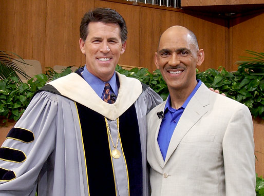 Tony following his interview with Pastor Robert A. Schuller at the Crystal Cathedral