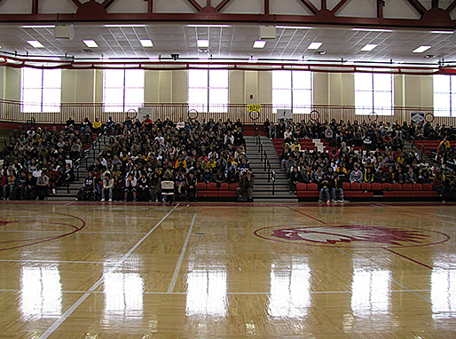 Students attending assembly at North Side High School at Fort Wayne, IN
