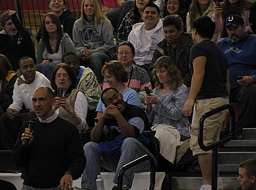 Tony receives questions from the students at North Side High School at Fort Wayne, IN