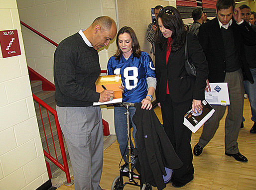 Tony signs his book for a student at North Side High School at Fort Wayne, IN
