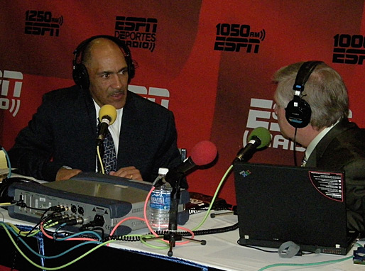 Tony doing an interview with Chris Mortensen of ESPN - © All rights reserved. Photo by Jessica Atteberry Quinn
