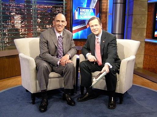 On the set with David Asman of the FOX Business Channel for America's Nightly Scoreboard - © All rights reserved. Photo by Jessica Atteberry Quinn