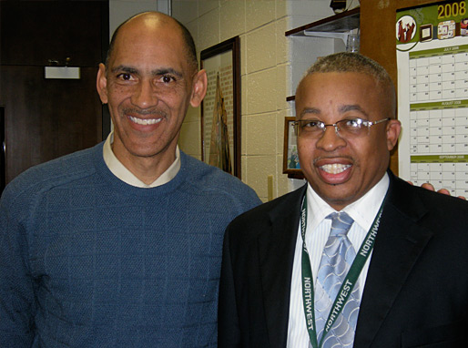 Tony with Northwest High School principal Larry Yarrell - © All rights reserved. Photo by Jessica Atteberry Quinn