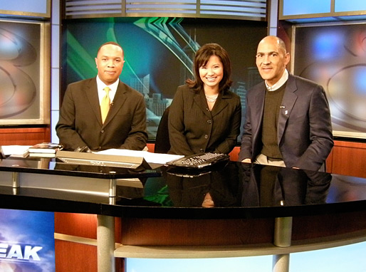 Tony on set with WISH-TV's Daybreak anchors - © All rights reserved. Photo by Jessica Atteberry Quinn