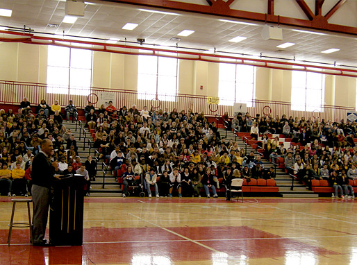 Tony spoke at Northside High School in Ft. Wayne to all freshmen from six area high schools. - © All rights reserved. Photo by Jessica Atteberry Quinn