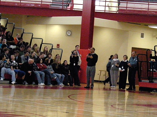 Tony went around to each section for Q & A at Northside High School. - © All rights reserved. Photo by Jessica Atteberry Quinn