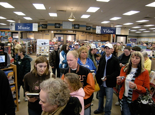 The line weaved throughout the store and outside at Fort Wayne Family Christian Store. - © All rights reserved. Photo by Jessica Atteberry Quinn