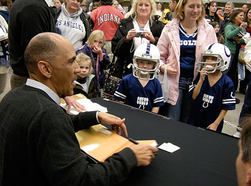 Adorable Colts fans had Tony sign their books at the Walmart in Fort Wayne. - © All rights reserved. Photo by Jessica Atteberry Quinn