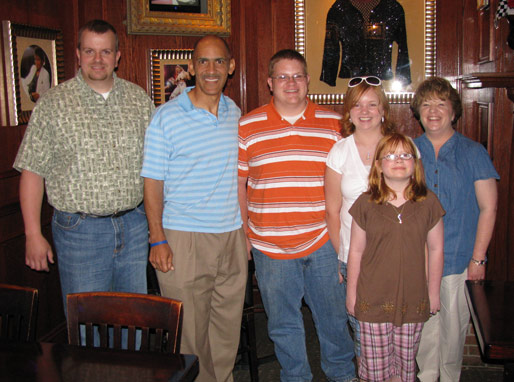 Meet the Wedels: Scott, Tony Dungy, Erik (son), Brittnie (daughter), Paula (wife) and a friend!