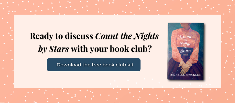 Get the free book club kit for the new historical fiction romance novel Count the Nights by Stars by bestselling Christian fiction novelist Michelle Shocklee