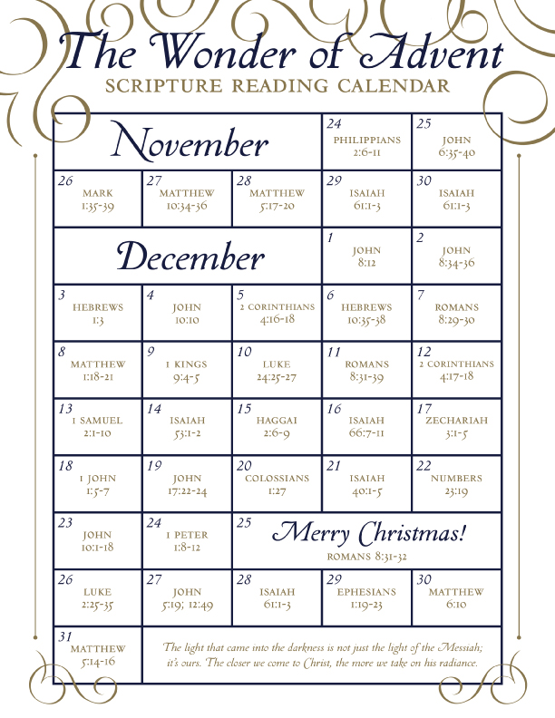 Celebrate Advent with a Free Scripture Calendar The Arc