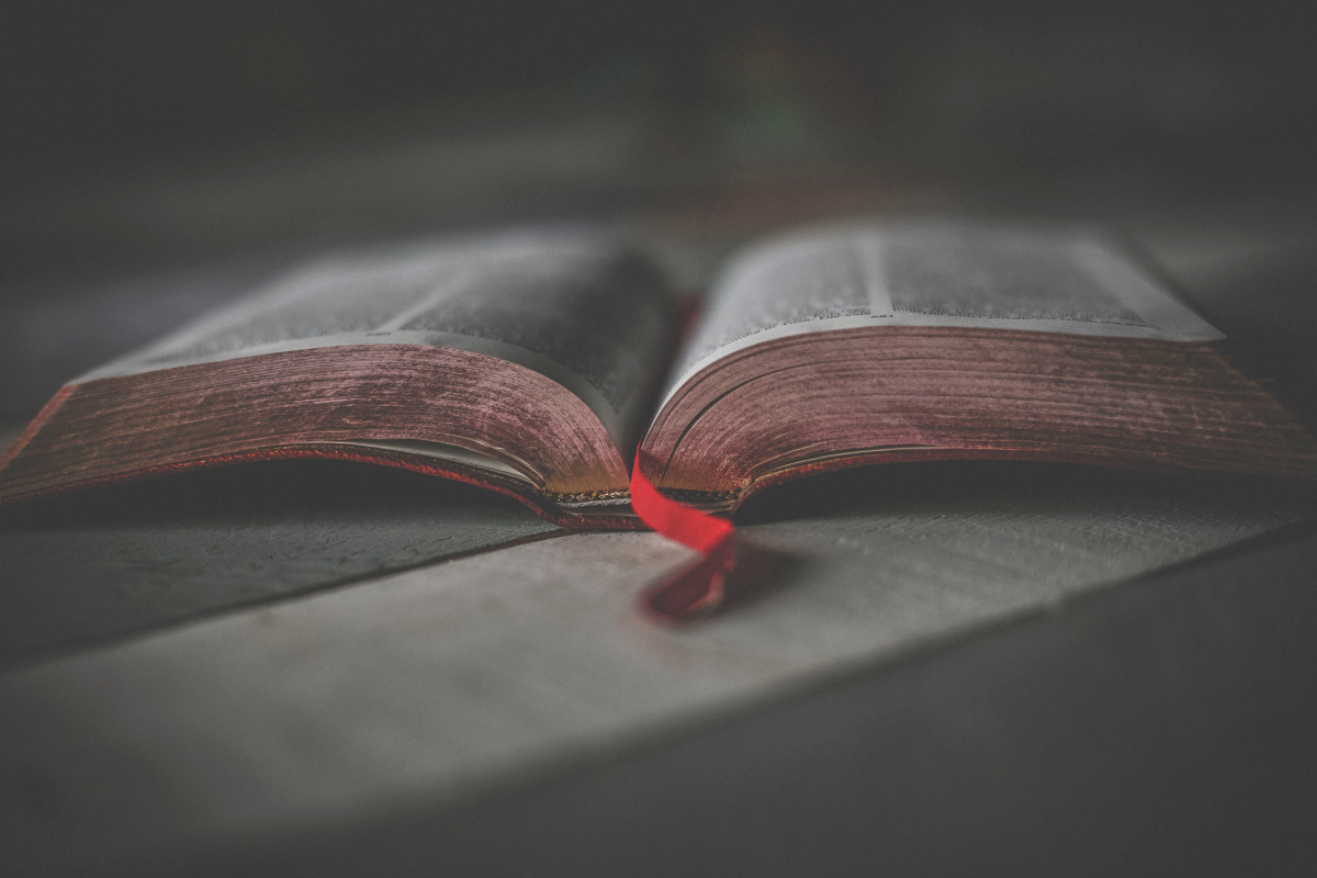 open Bible laying on table