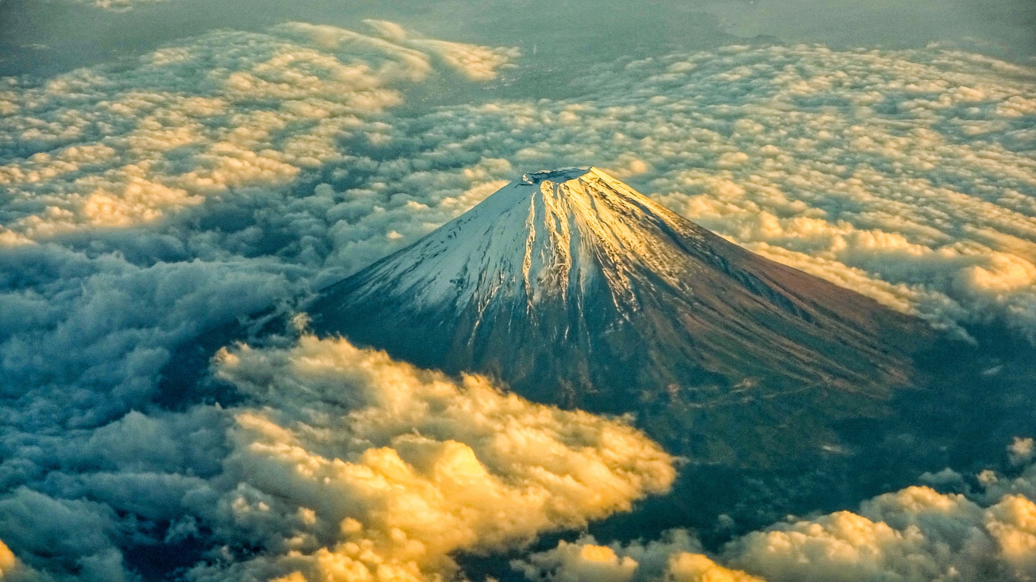 volcano from aerial view