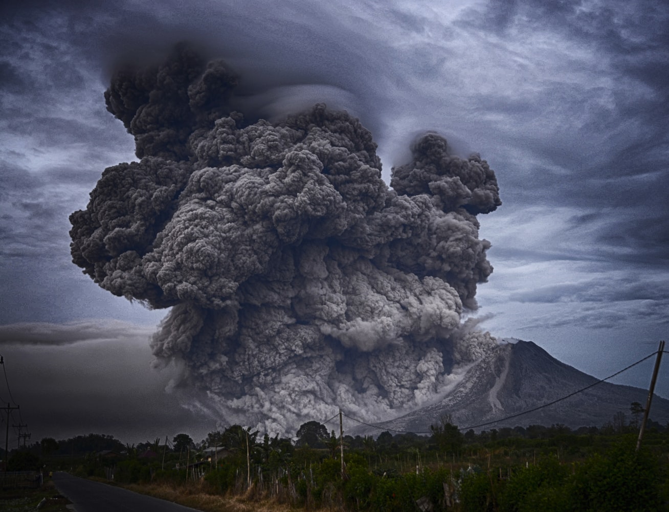 volcano eruption from a distance