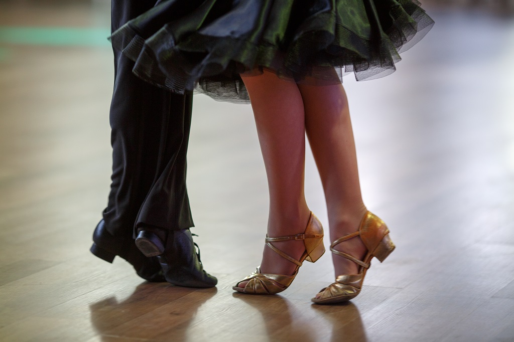 close-up of ballroom dancing couple's feet