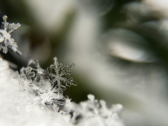 Extreme close up one of God's unique and beautiful creations, a snowflake.