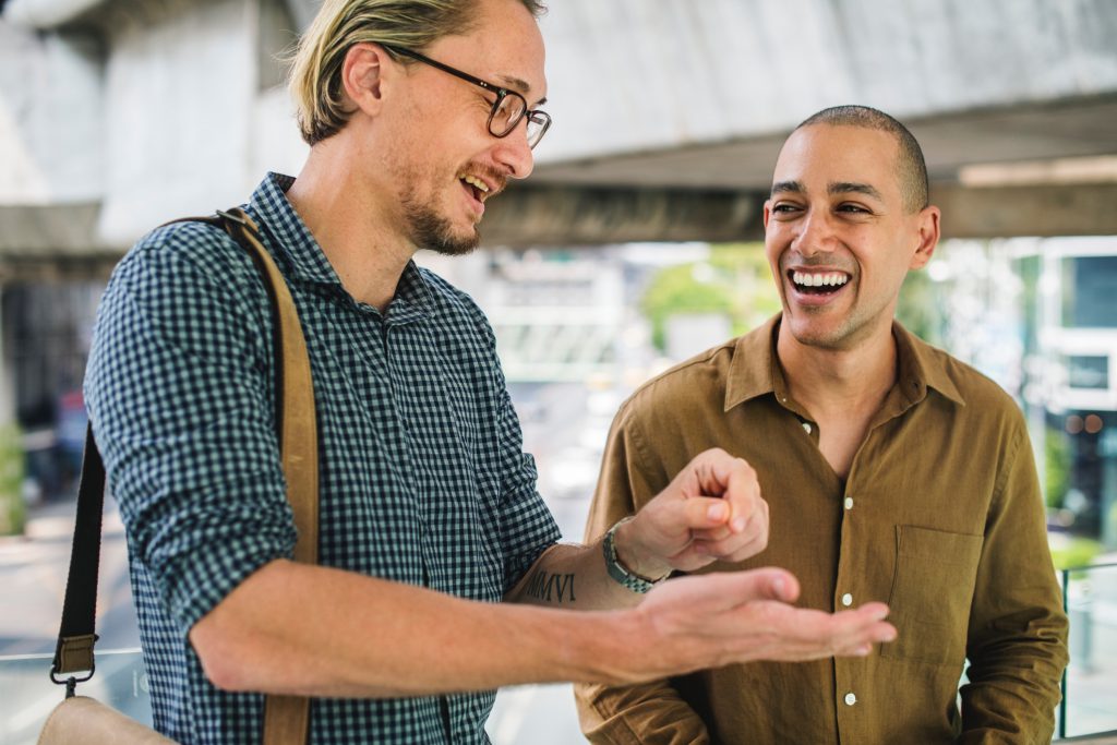 Two men discuss the Good News as one shares with the other the peace and joy he has found in a relationship with Jesus Christ.